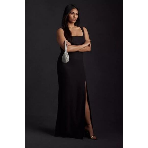 BHLDN Black Catarina Crepe Sleeveless Bridesmaid Formal Maxi Dress Women's 26 - Picture 1 of 9